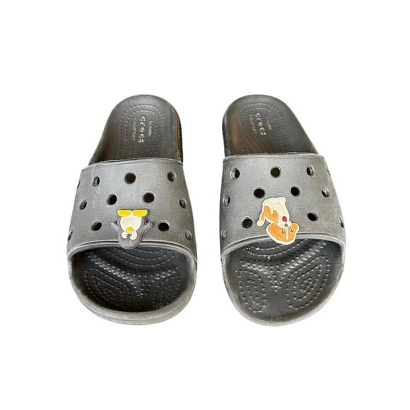 Crocs Kids Classic Crocs Slides Size 1 Black With Charms - Picture 1 of 9